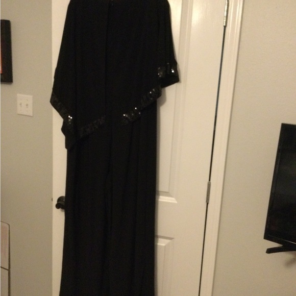 NEW Chicos black jumpsuit with built in top asymmetrical sequin overlay - Picture 3 of 14
